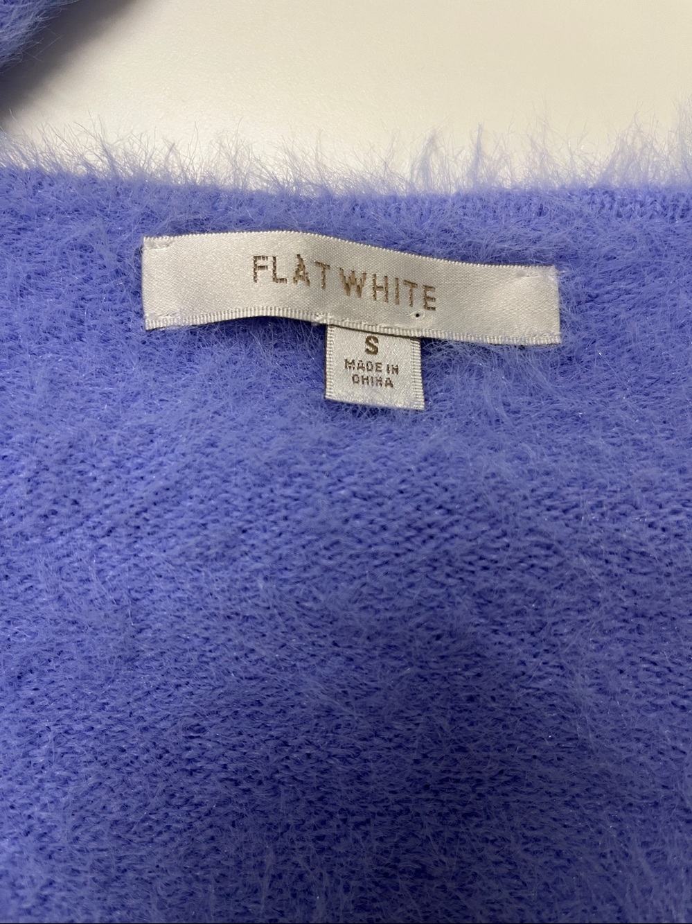 Flat White Cozy Tie-Front Fuzzy Cardigan in Lilac size S - Picture 4 of 6
